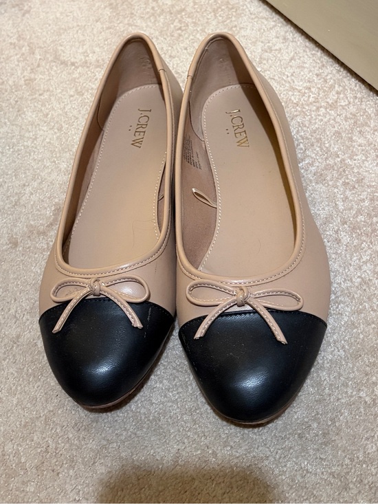 J. Crew Shoes - J. Crew Beige and Black Cap-Toe Ballet Flats